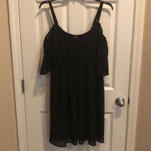 Black textured off-shoulder dress